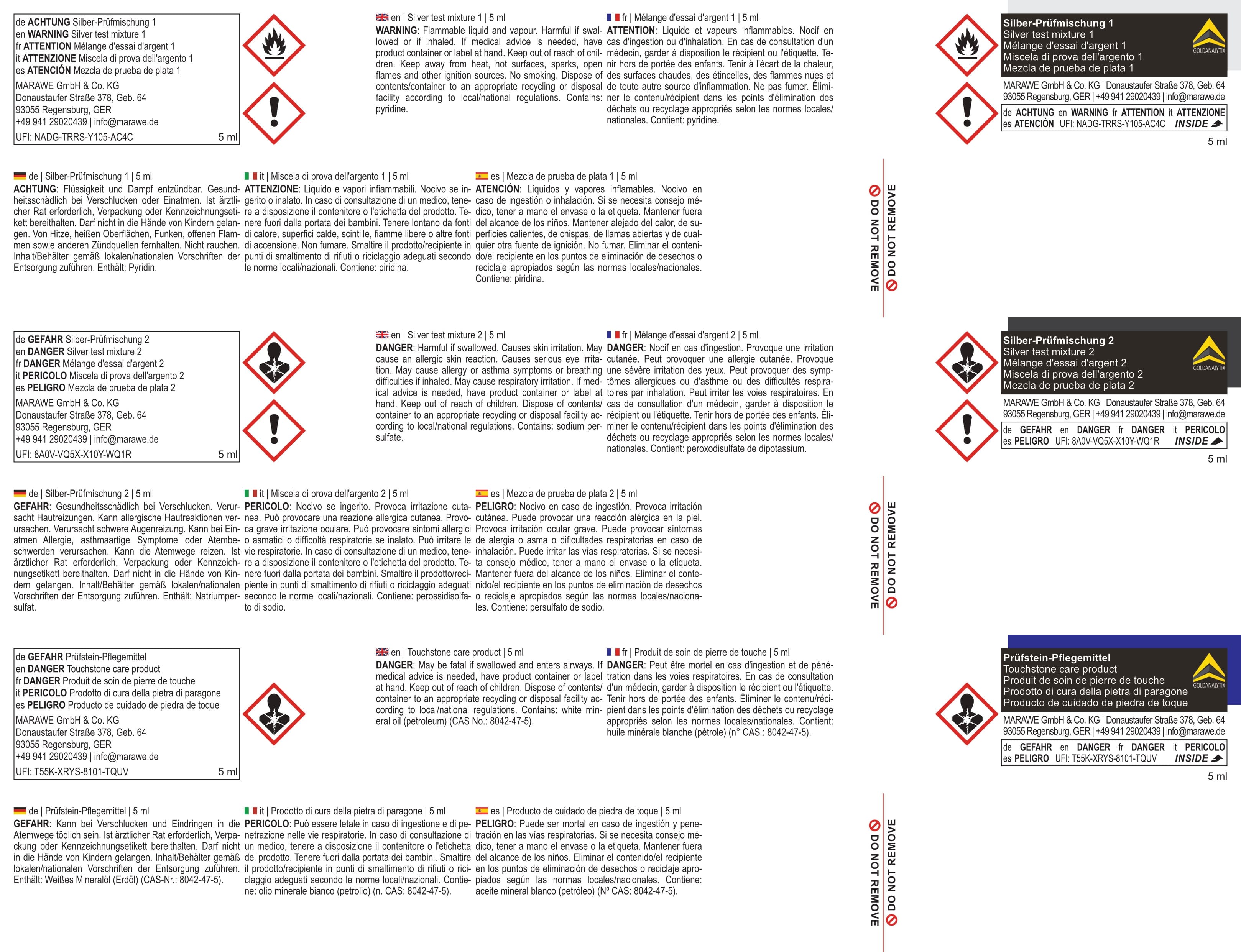 Consignes de sécurité pour le kit de test d’argent