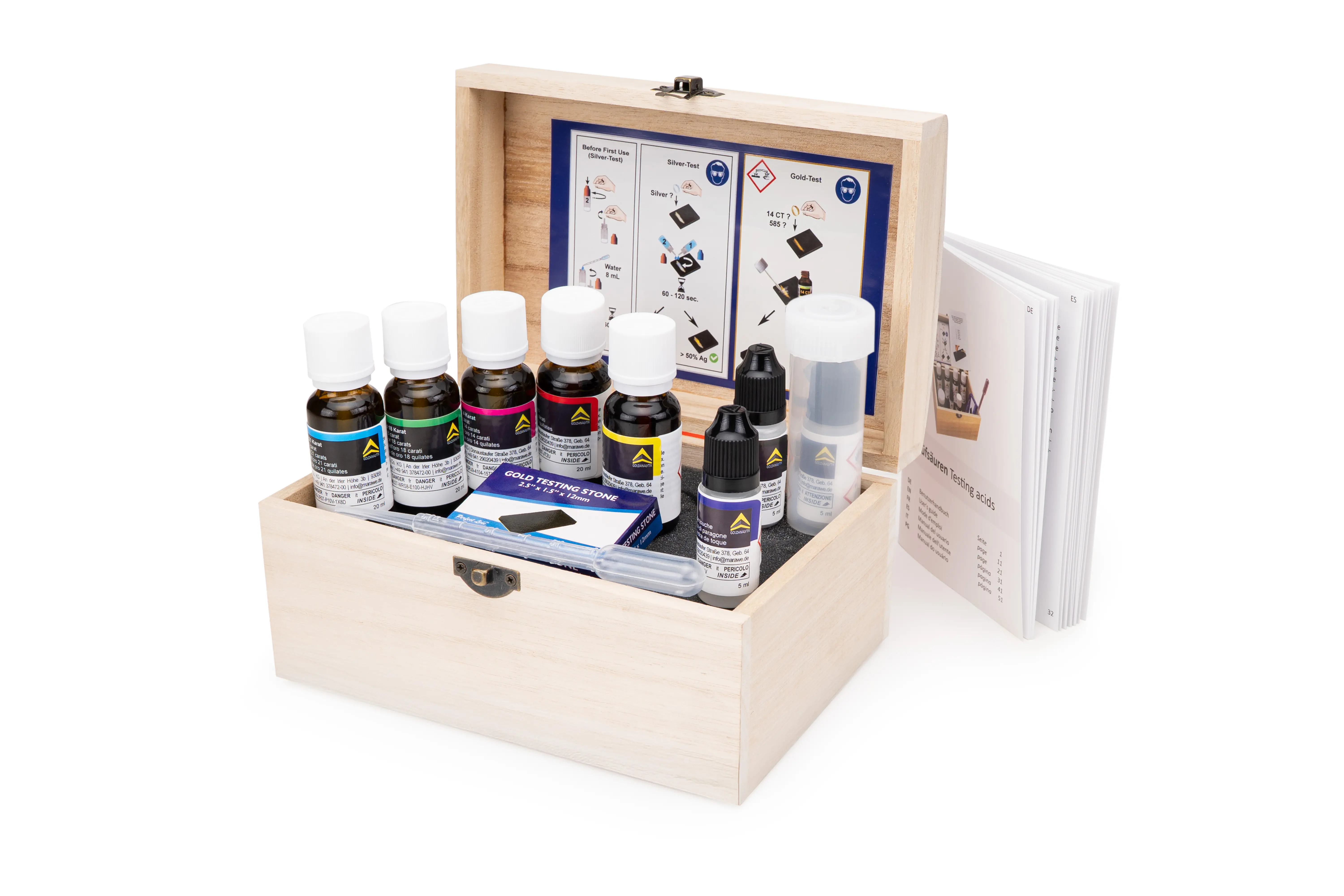 gold-test silber-test platin-test tester testsäuren testlösungen prüfsäuren prüflösungen