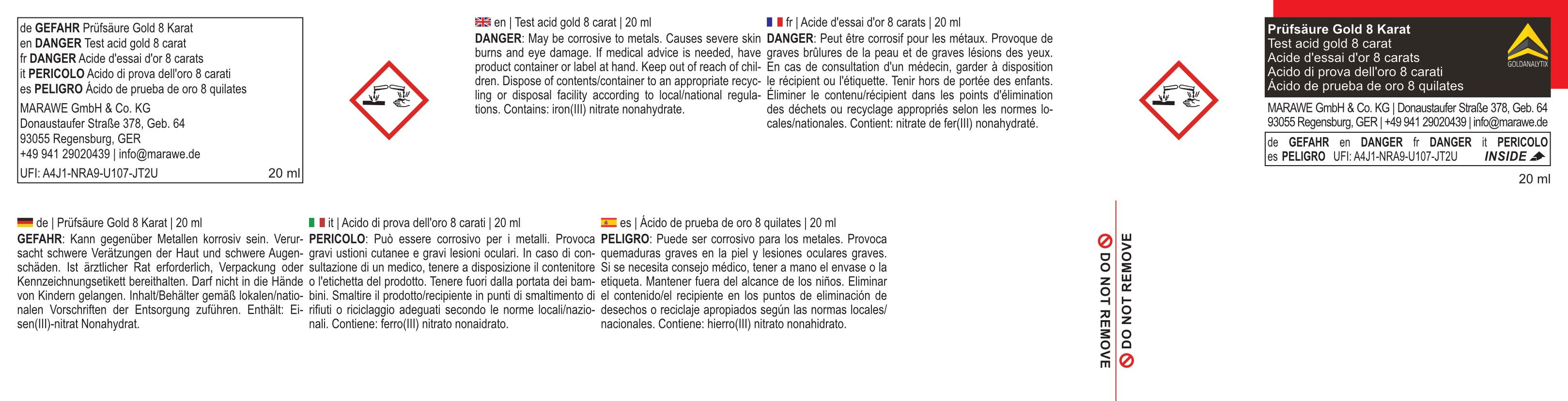 Consignes de sécurité pour l’acide de test pour l’or